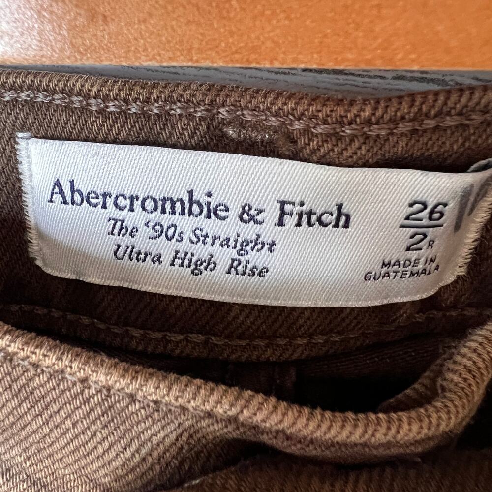 Abercrombie & Fitch Jeans Womens SZ 26/2R Brown The 90s Straight Ultra Rise - Picture 2 of 12